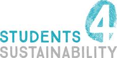 Logo von Students4Sustainability, die Zahl 4 des Logos ist als Negativ in einem Fingerabdruck abgebildet